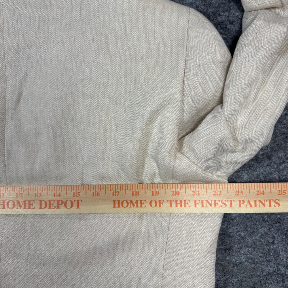 Stafford Blazer Jacket Mens 44S Linen Classic Fit Beige Herringbone Sport Coat - Picture 10 of 14